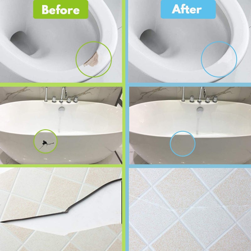 NADAMOO Tub and Tile Repair Kit White Tile Shower Repair Kit for Fiberglass Porcelain Ceramic Acrylic Stone, Fix Crack Chip Scrap Hole - 3.5 Oz - Image 5